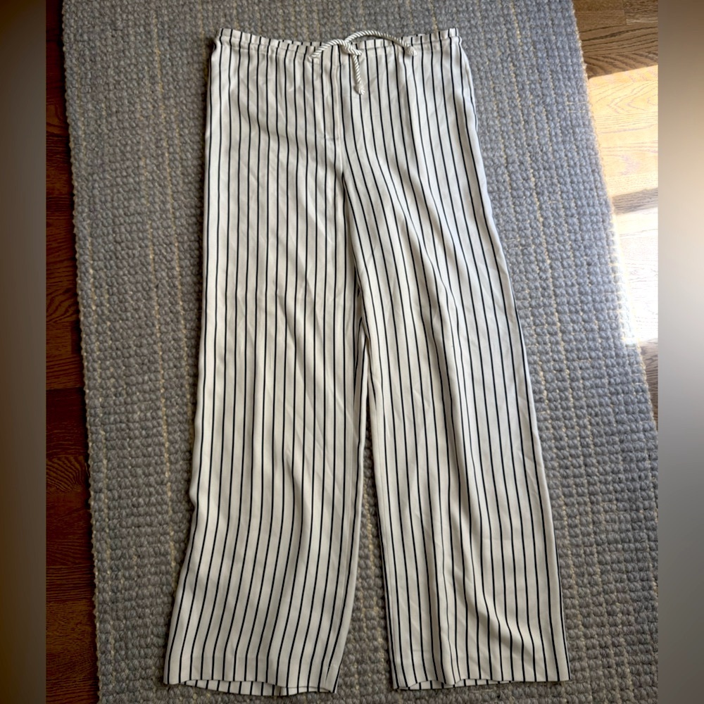 Polo Ralph Lauren Silk Pinstriped Wide Leg Pant